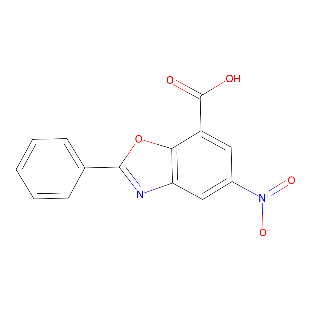 5-Nitro-2-phenyl-1,3-benzoxazole-7-carboxylic acid molecular structure, CAS 1523392-36-0