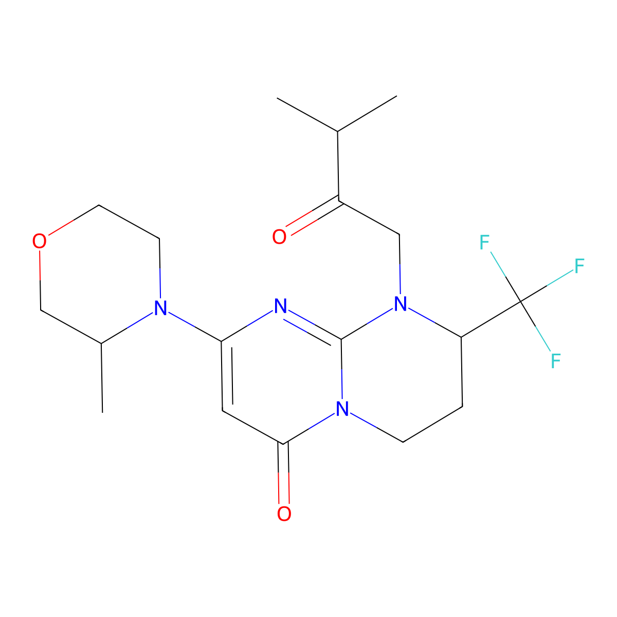 (S)-1-(3-Methyl-2-oxobutyl)-8-((R)-3-methylmorpholino)-2-(trifluoromethyl)-3,4-dihydro-1H-pyrimido[1,2-a]pyrimidin-6(2H)-one molecular structure, CAS 1523404-29-6