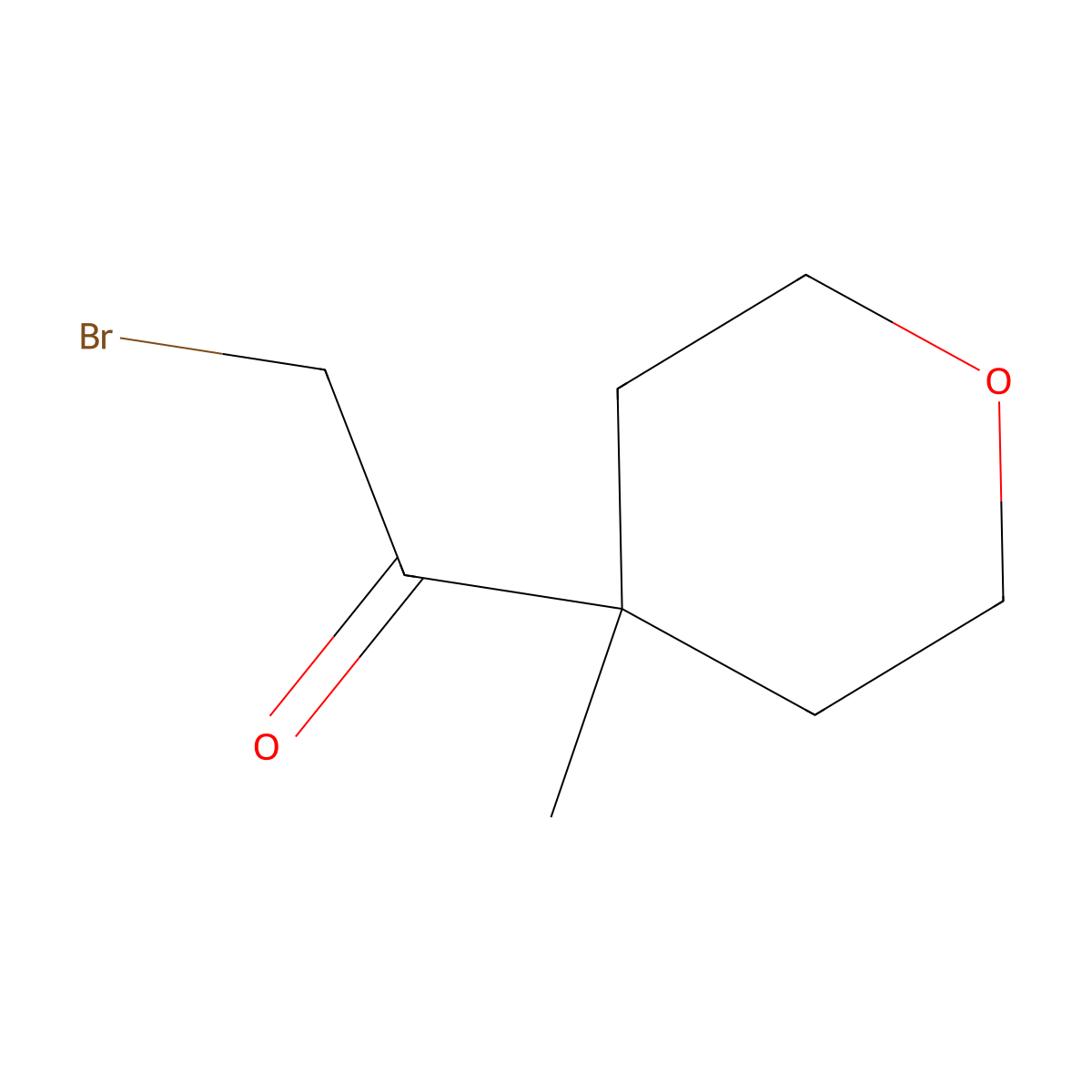 2-Bromo-1-(4-methyloxan-4-yl)ethan-1-one molecular structure, CAS 1523412-39-6