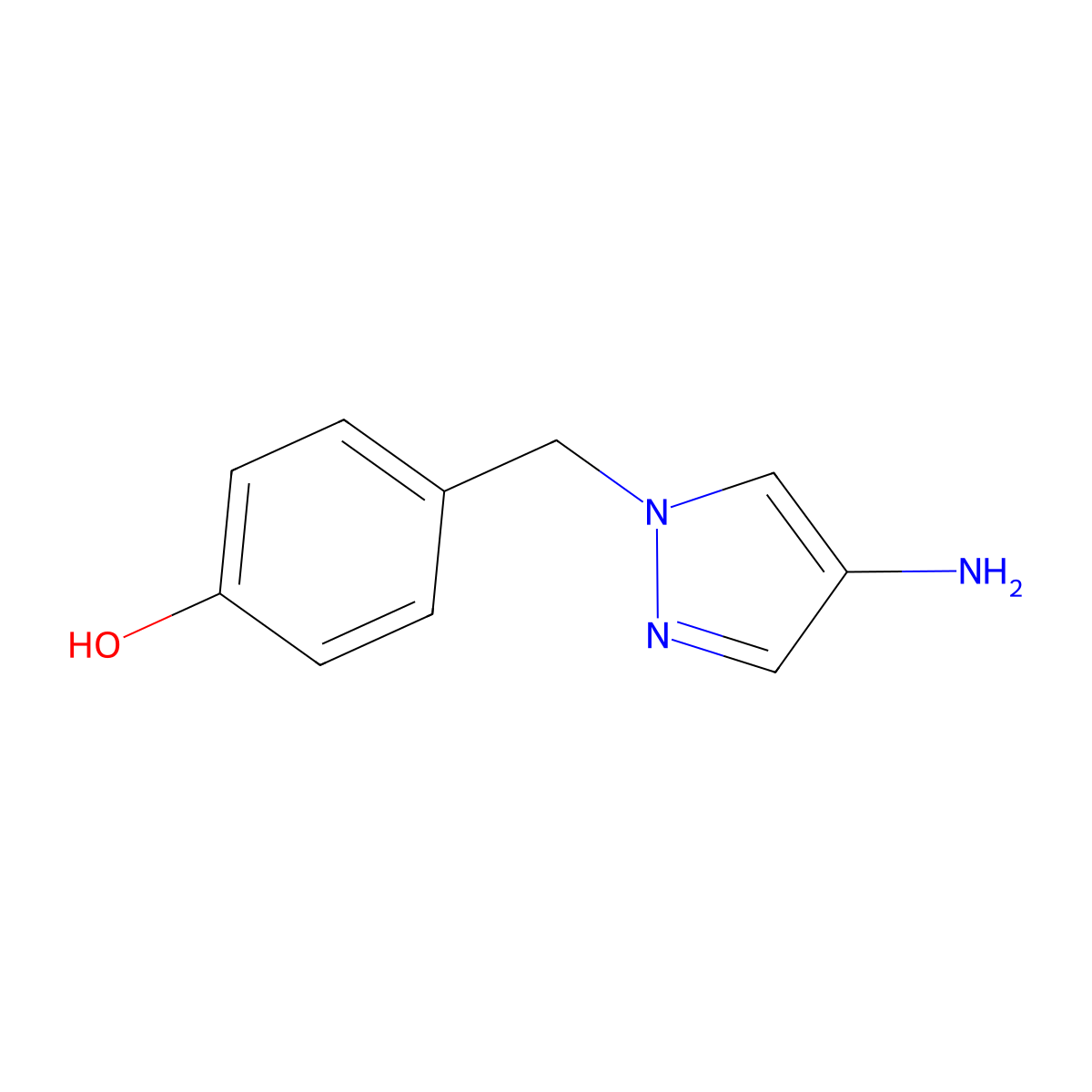 4-[(4-Amino-1H-pyrazol-1-YL)methyl]phenol molecular structure, CAS 1523422-15-2