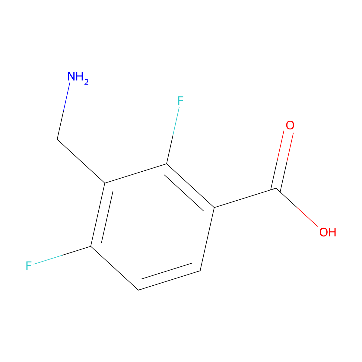 3-(Aminomethyl)-2,4-difluorobenzoic acid molecular structure, CAS 1523429-81-3