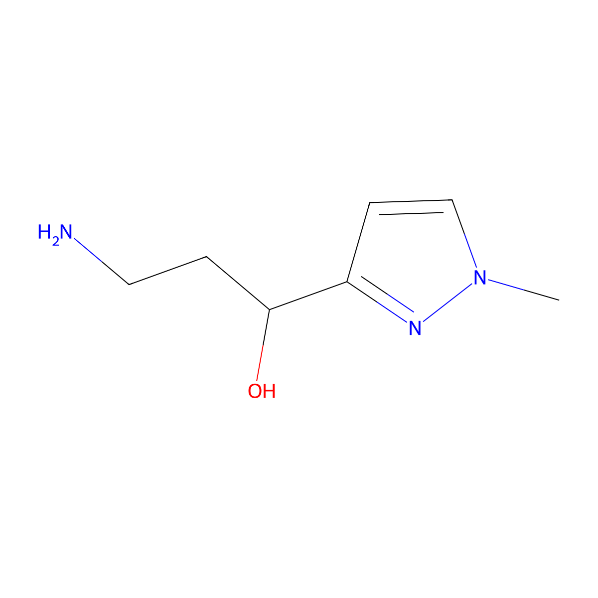 3-Amino-1-(1-methyl-1H-pyrazol-3-yl)-propan-1-ol molecular structure, CAS 1523453-31-7