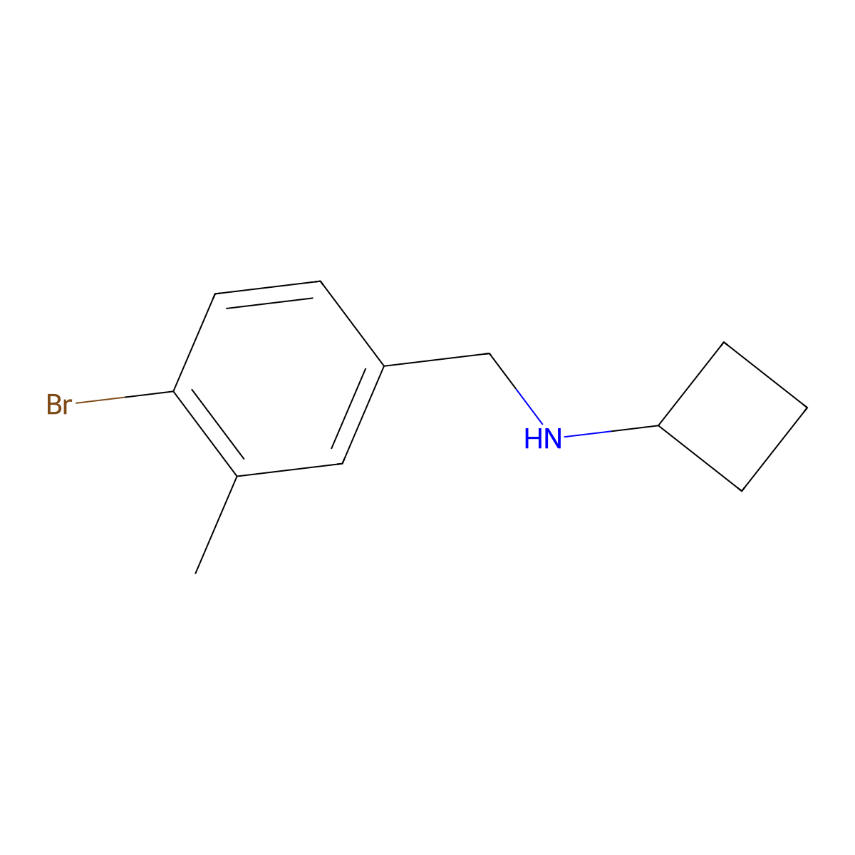N-[(4-bromo-3-methylphenyl)methyl]cyclobutanamine molecular structure, CAS 1523460-69-6