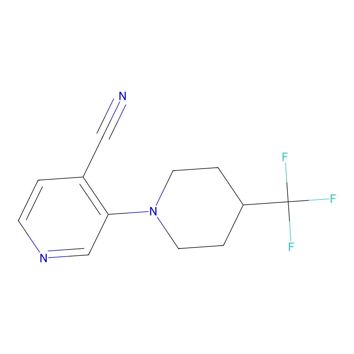 3-[4-(Trifluoromethyl)piperidin-1-yl]pyridine-4-carbonitrile molecular structure, CAS 1523463-14-0