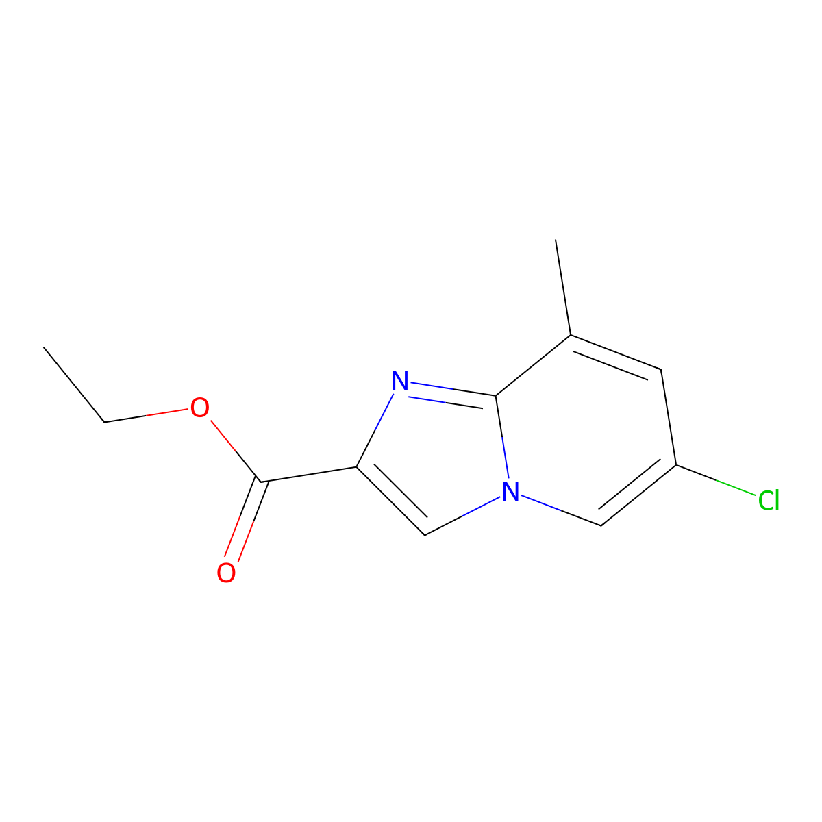 Ethyl 6-chloro-8-methylimidazo[1,2-a]pyridine-2-carboxylate molecular structure, CAS 1523464-12-1