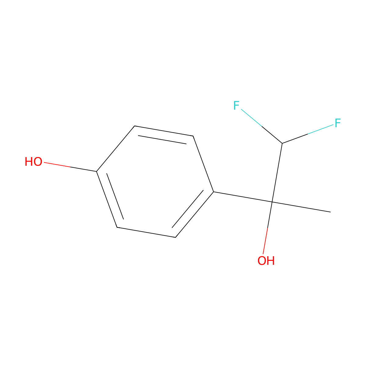 4-(1,1-Difluoro-2-hydroxypropan-2-yl)phenol molecular structure, CAS 1523473-56-4