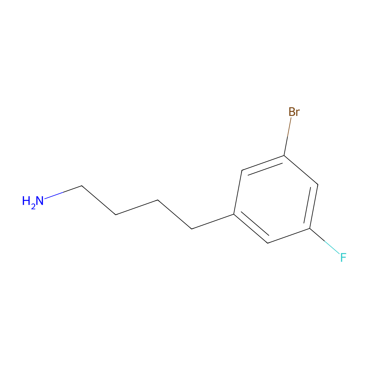 4-(3-Bromo-5-fluorophenyl)butan-1-amine molecular structure, CAS 1523473-84-8