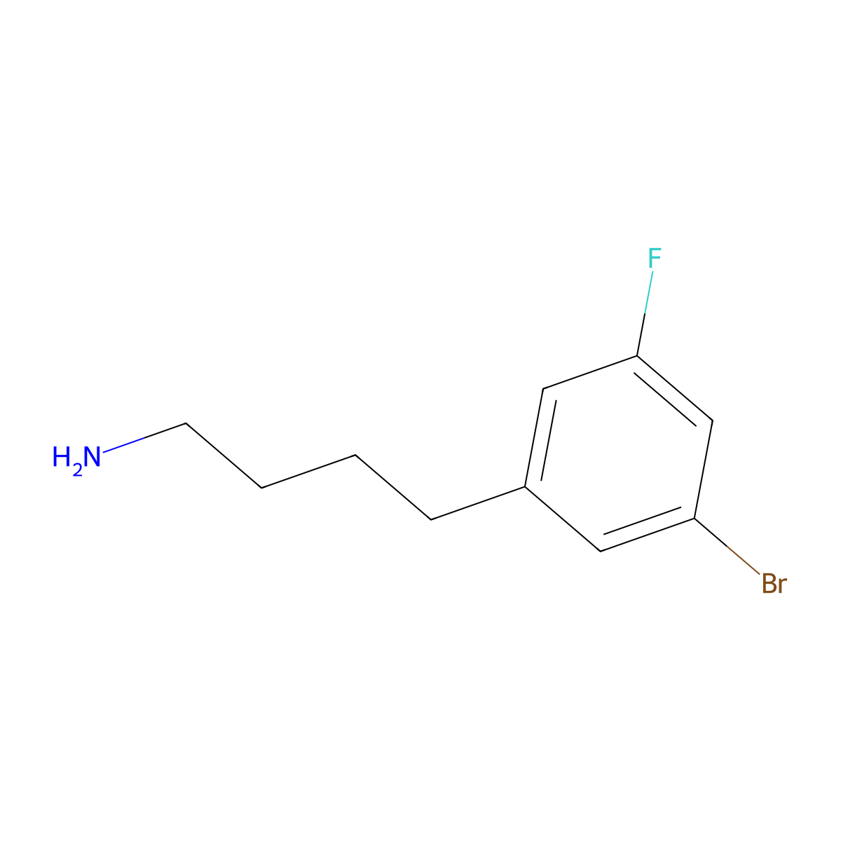 4-(3-Bromo-5-fluorophenyl)butan-1-amine molecular structure, CAS 1523473-84-8