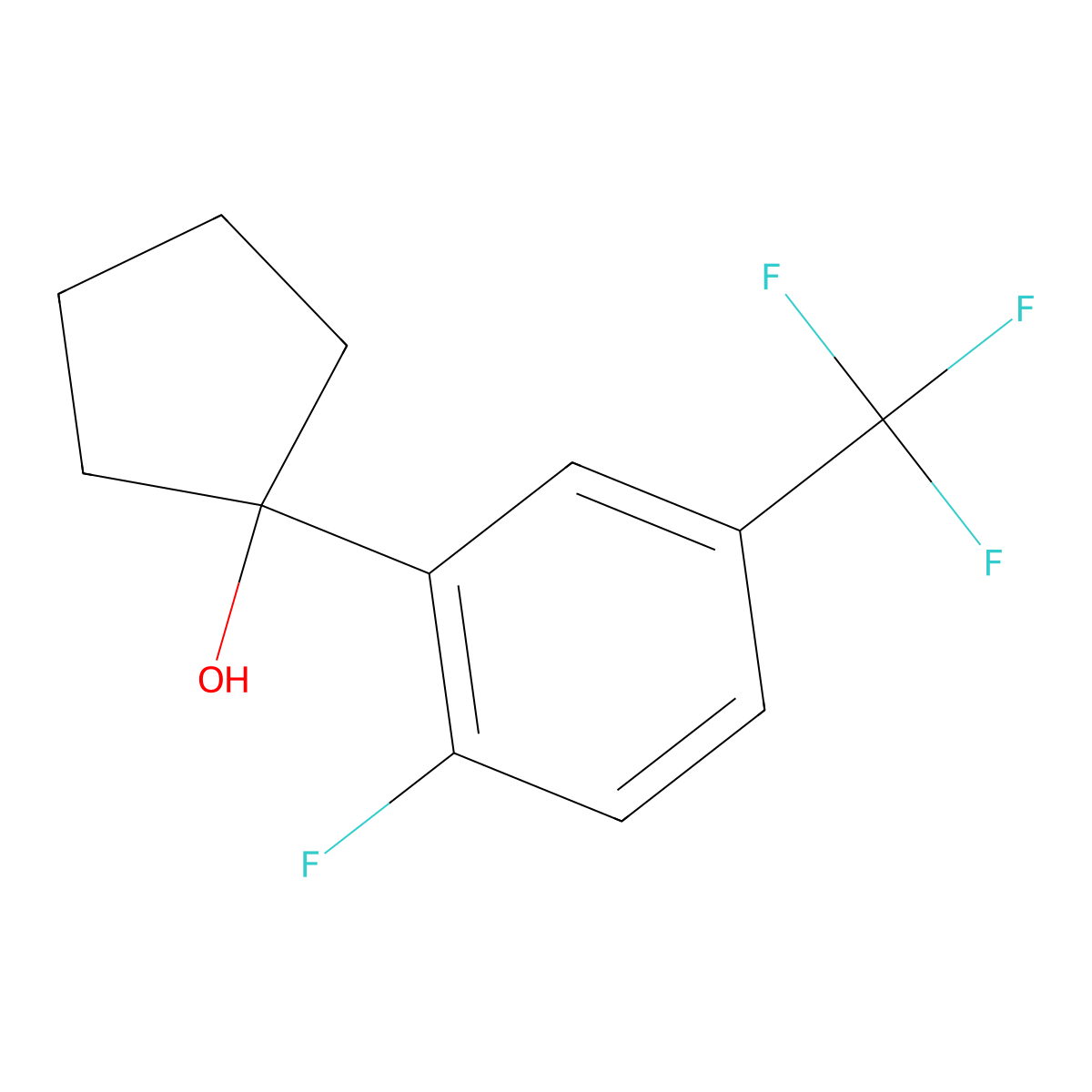 1-(2-Fluoro-5-(trifluoromethyl)phenyl)cyclopentanol molecular structure, CAS 1523476-48-3
