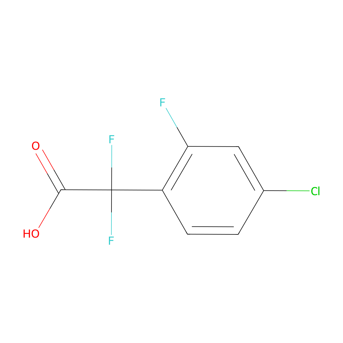 2-(4-Chloro-2-fluorophenyl)-2,2-difluoroacetic acid molecular structure, CAS 1523486-08-9