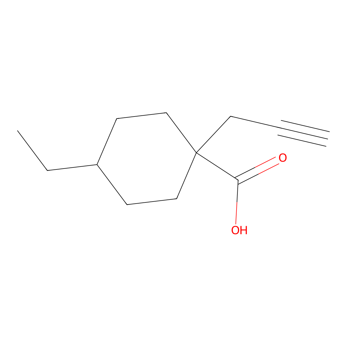 4-Ethyl-1-(prop-2-YN-1-YL)cyclohexane-1-carboxylic acid molecular structure, CAS 1523495-00-2