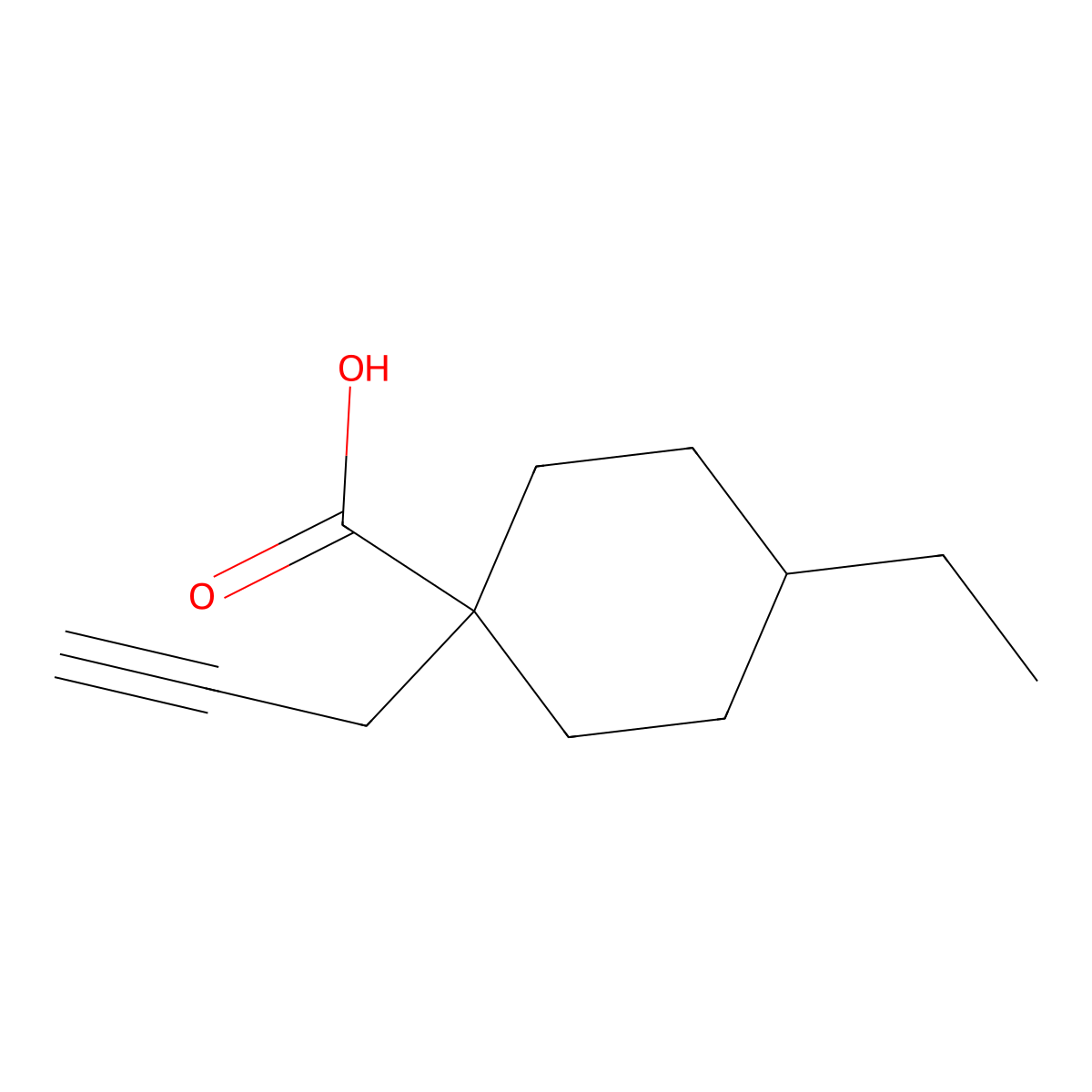 4-Ethyl-1-(prop-2-YN-1-YL)cyclohexane-1-carboxylic acid molecular structure, CAS 1523495-00-2