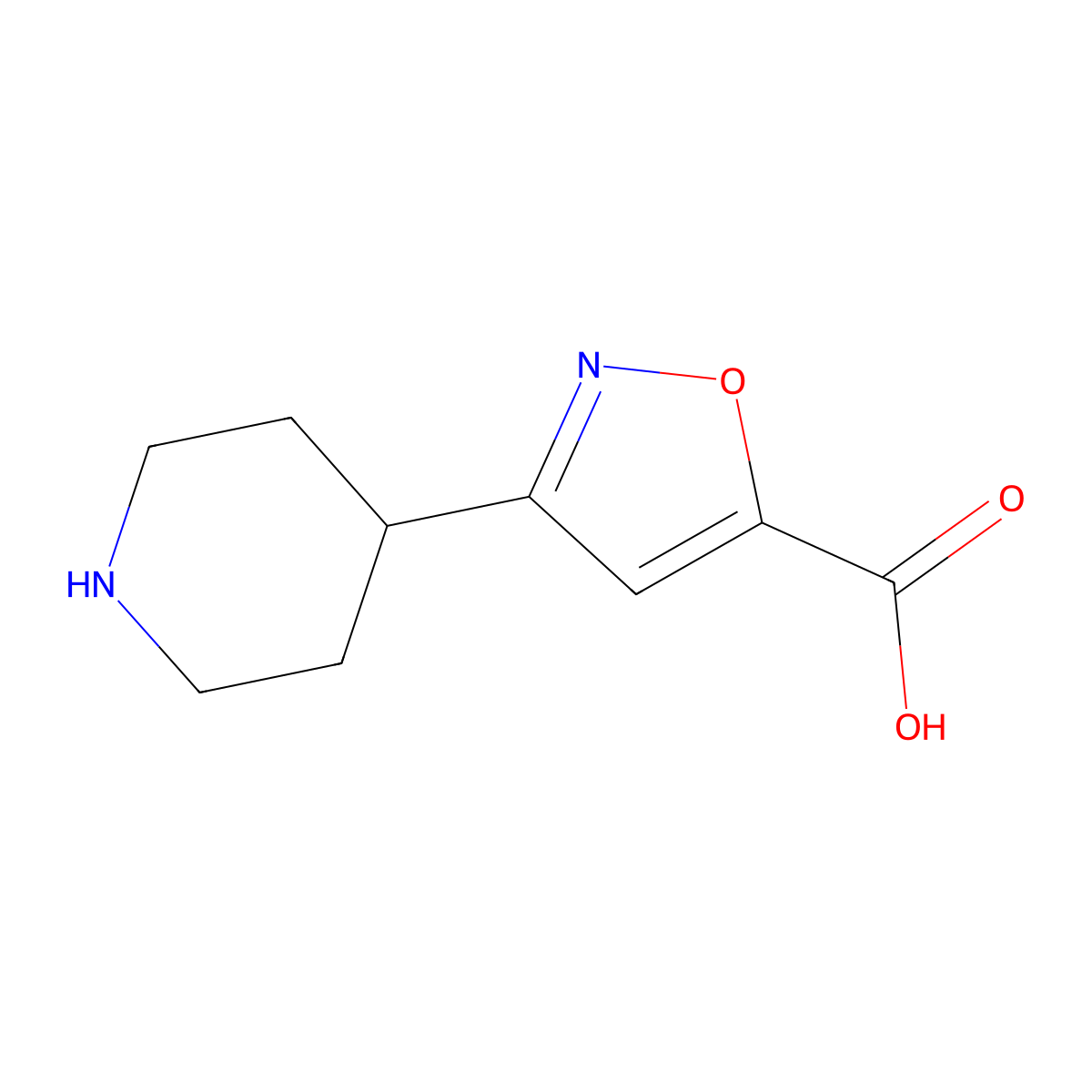 3-(Piperidin-4-yl)-1,2-oxazole-5-carboxylic acid molecular structure, CAS 1523500-41-5