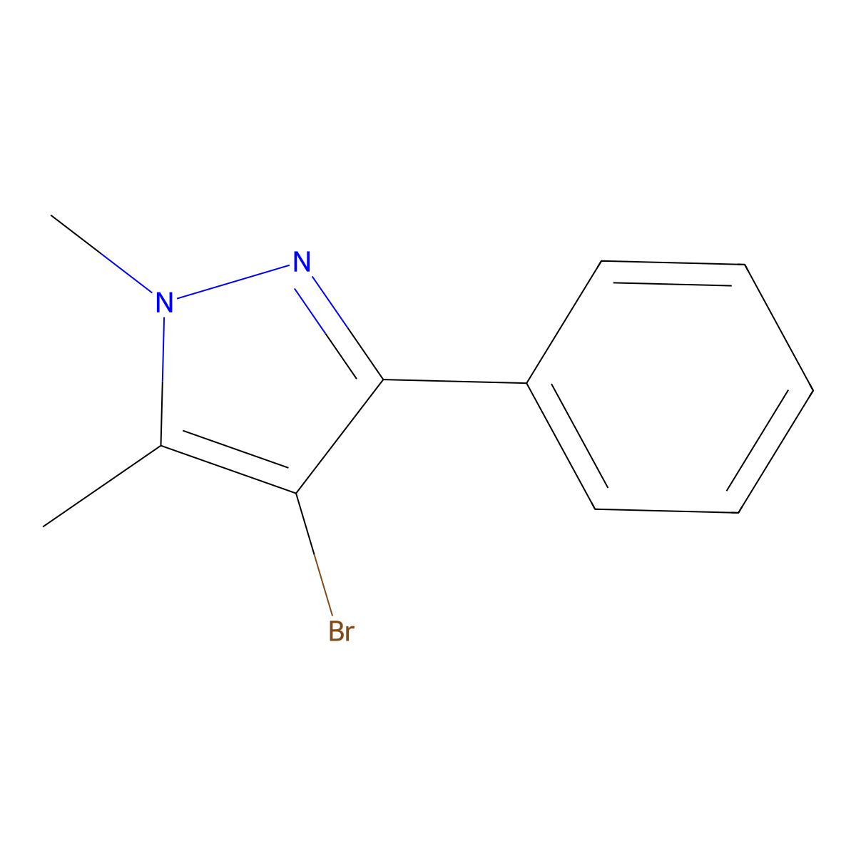 4-bromo-1,5-dimethyl-3-phenyl-1H-pyrazole molecular structure, CAS 1523501-61-2