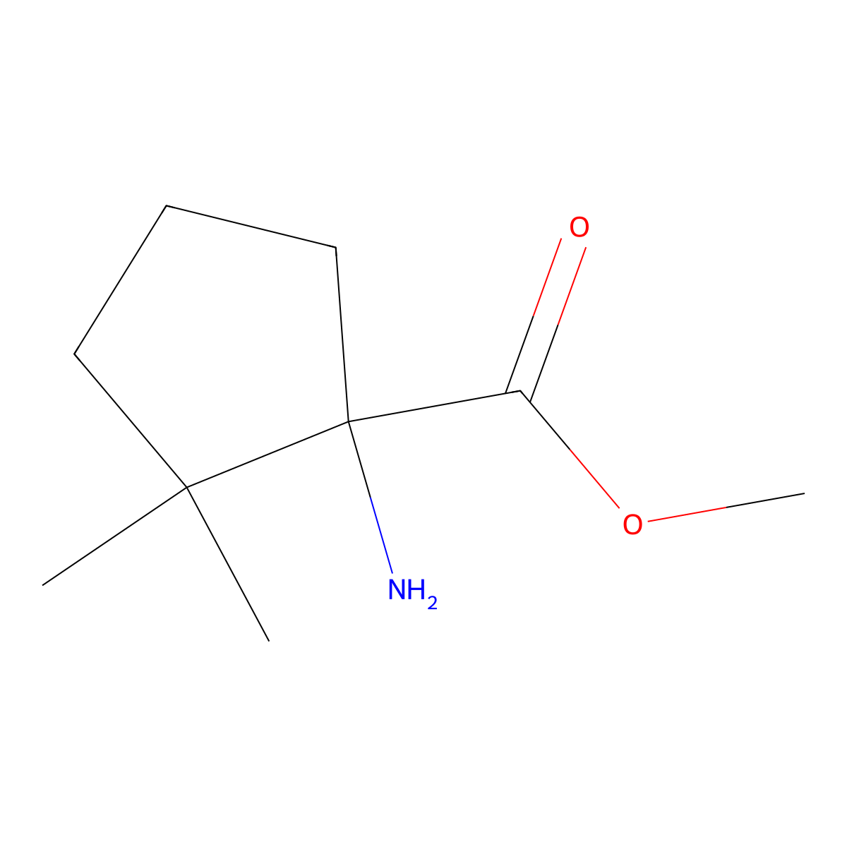 Methyl 1-amino-2,2-dimethylcyclopentane-1-carboxylate molecular structure, CAS 1523504-79-1