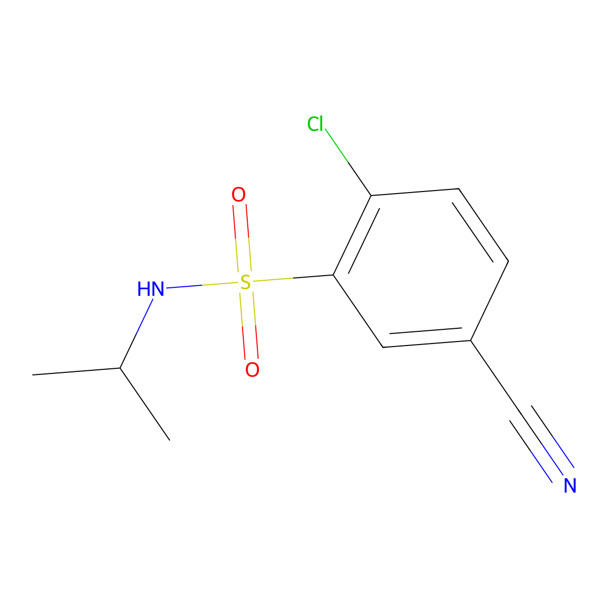 2-chloro-5-cyano-N-(propan-2-yl)benzene-1-sulfonamide molecular structure, CAS 1523521-83-6