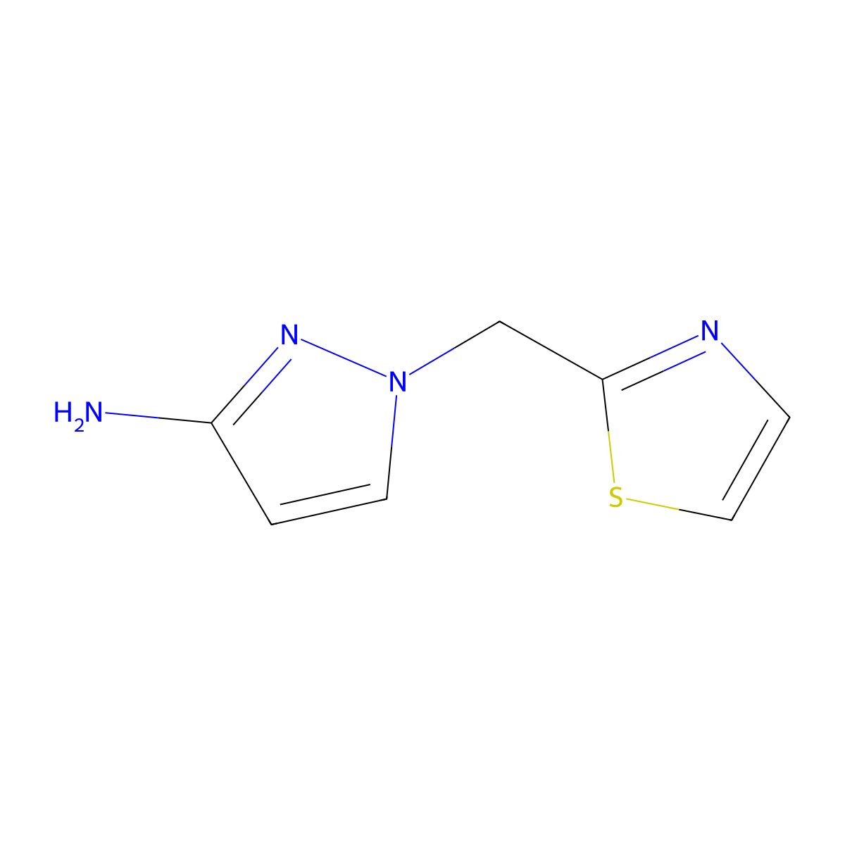 1-[(1,3-thiazol-2-yl)methyl]-1H-pyrazol-3-amine molecular structure, CAS 1523522-00-0