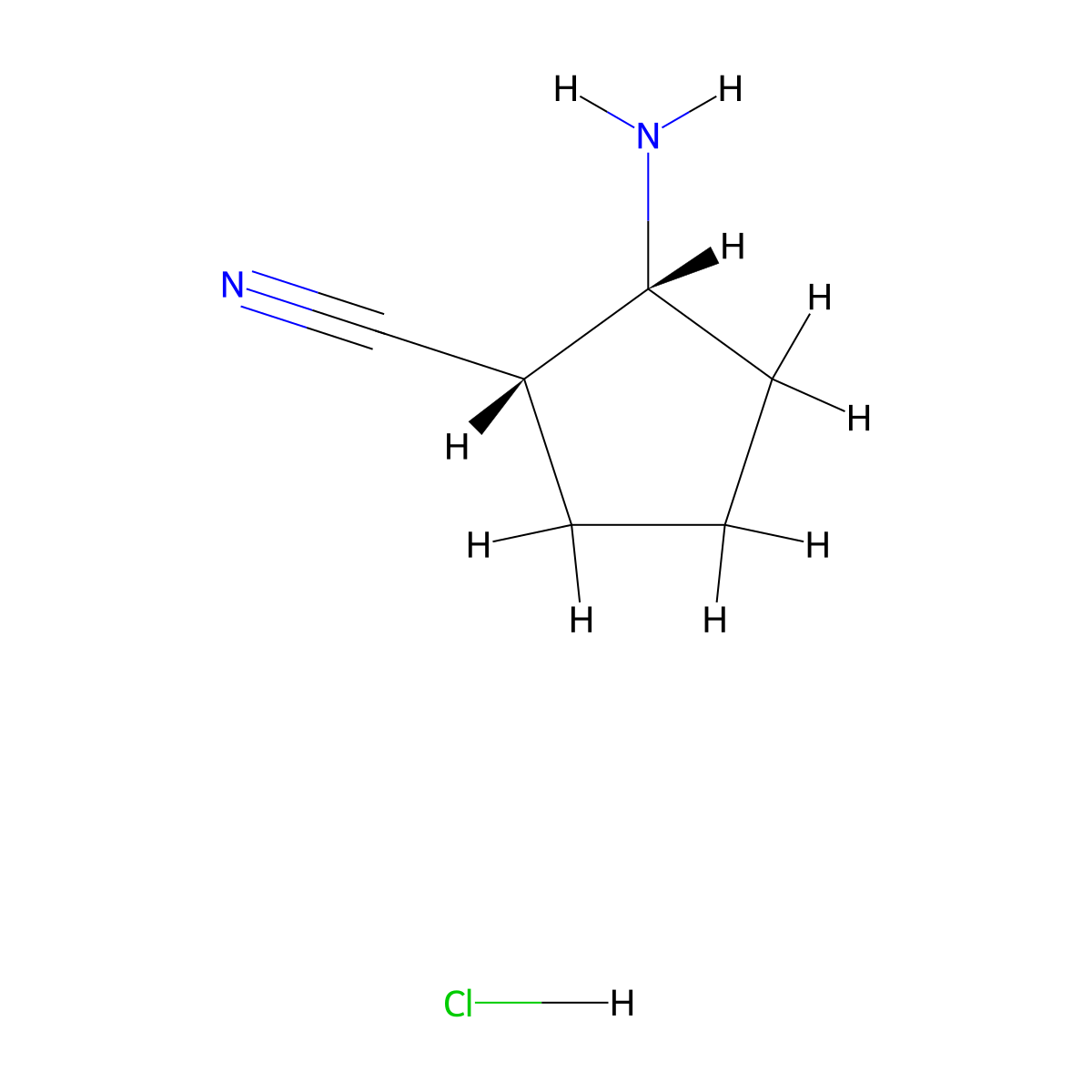 (1S,2R)-2-aminocyclopentane-1-carbonitrile hydrochloride molecular structure, CAS 1523530-19-9