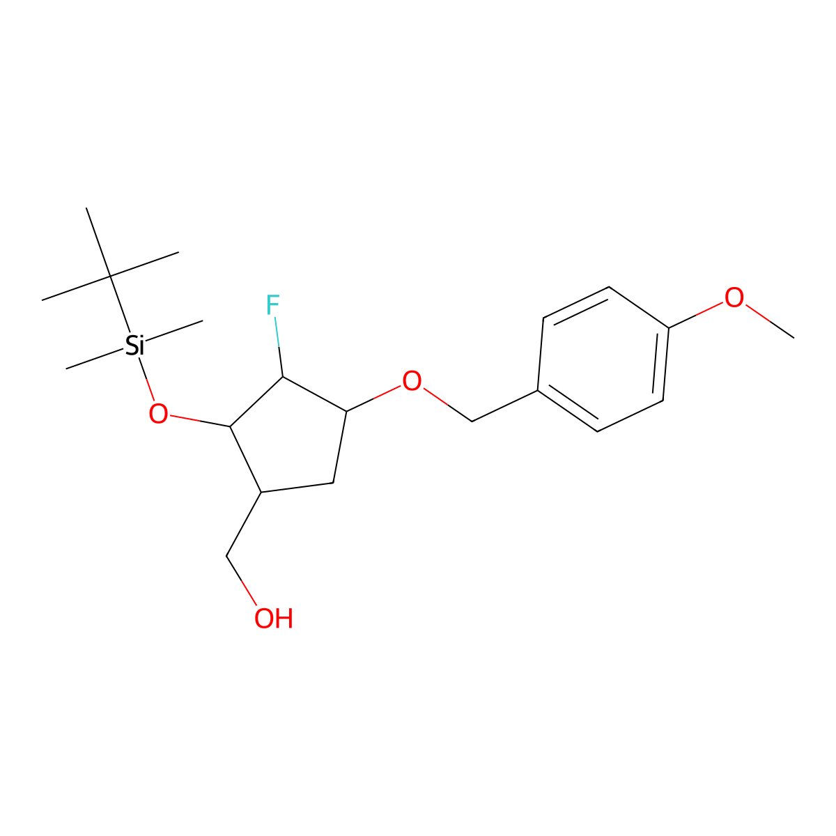 [(1R,2R,3S,4S)-2-[(Tert-butyldimethylsilyl)oxy]-3-fluoro-4-[(4-methoxyphenyl)methoxy]cyclopentyl]methanol molecular structure, CAS 1523530-54-2