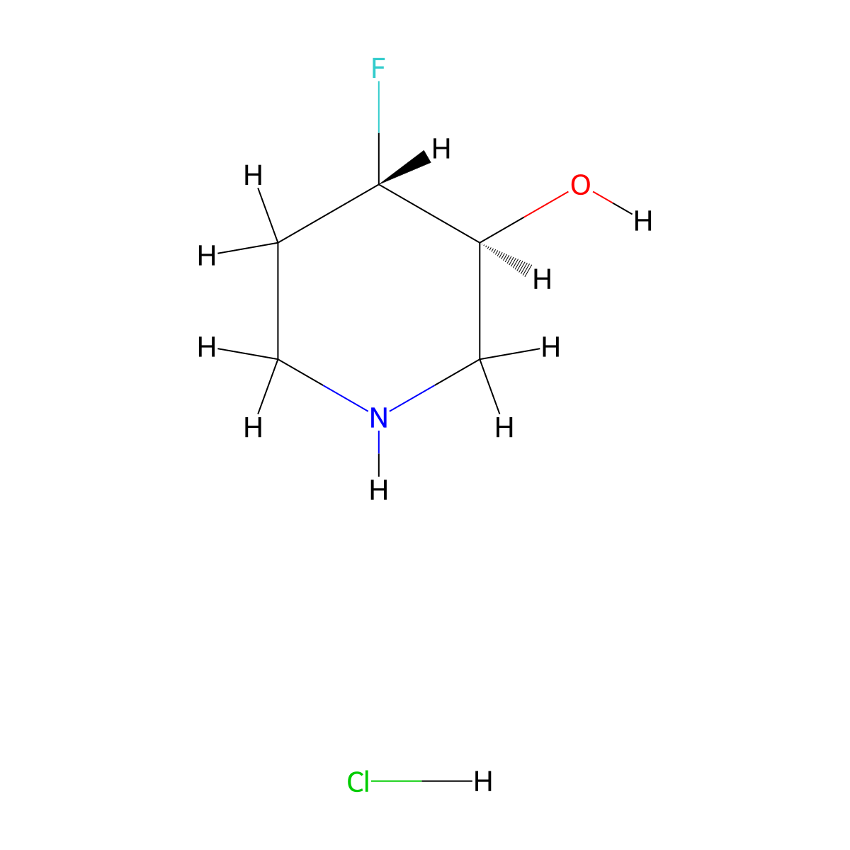 (3R,4R)-rel-4-Fluoro-3-piperidinol hydrochloride molecular structure, CAS 1523530-61-1