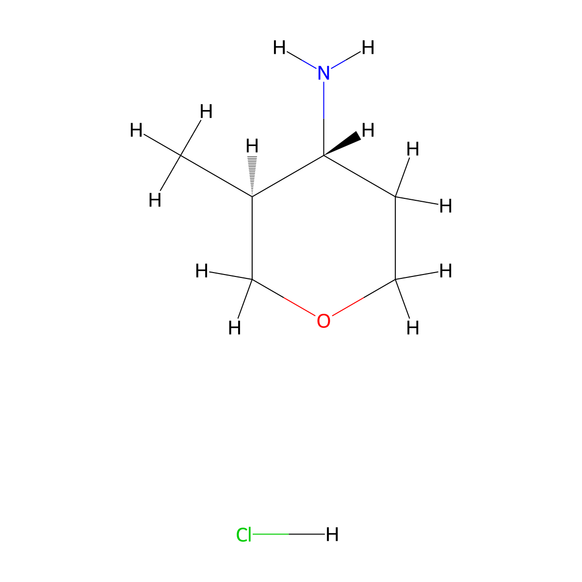 (3S,4R)-3-Methyltetrahydro-2H-pyran-4-amine hydrochloride molecular structure, CAS 1523530-71-3