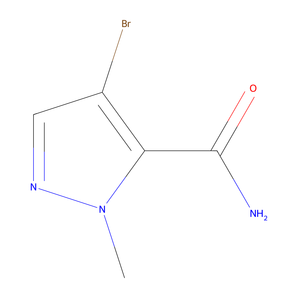 4-Bromo-1-methyl-1H-pyrazole-5-carboxamide molecular structure, CAS 1523533-13-2