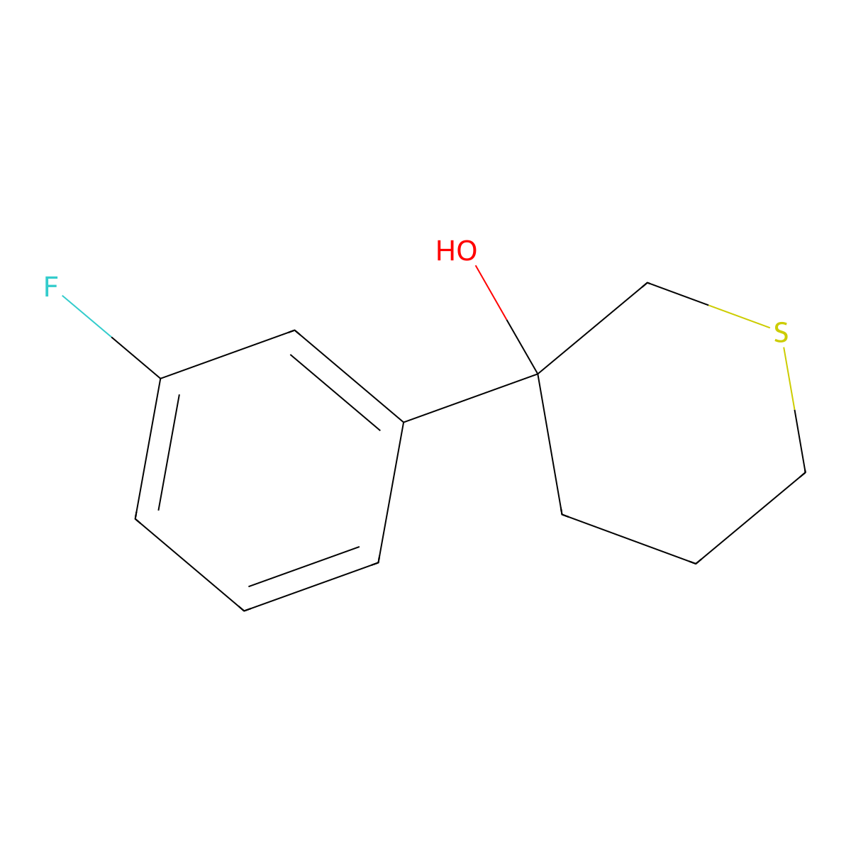 3-(3-Fluorophenyl)thian-3-ol molecular structure, CAS 1523538-73-9