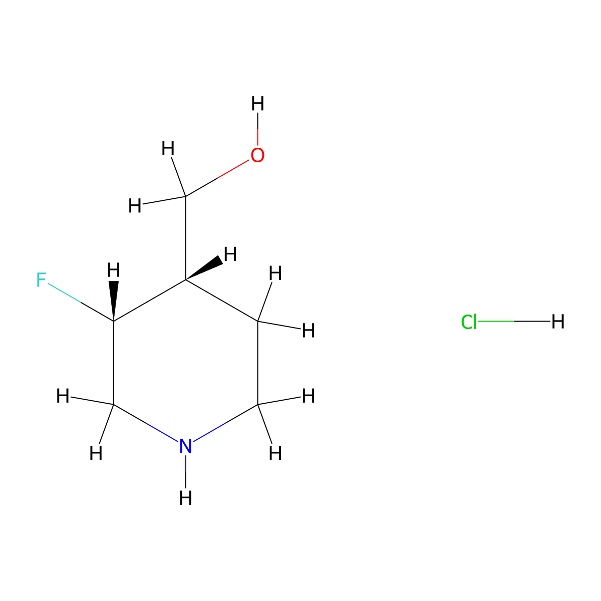 ((3R,4S)-3-Fluoropiperidin-4-yl)methanol hydrochloride molecular structure, CAS 1523541-81-2