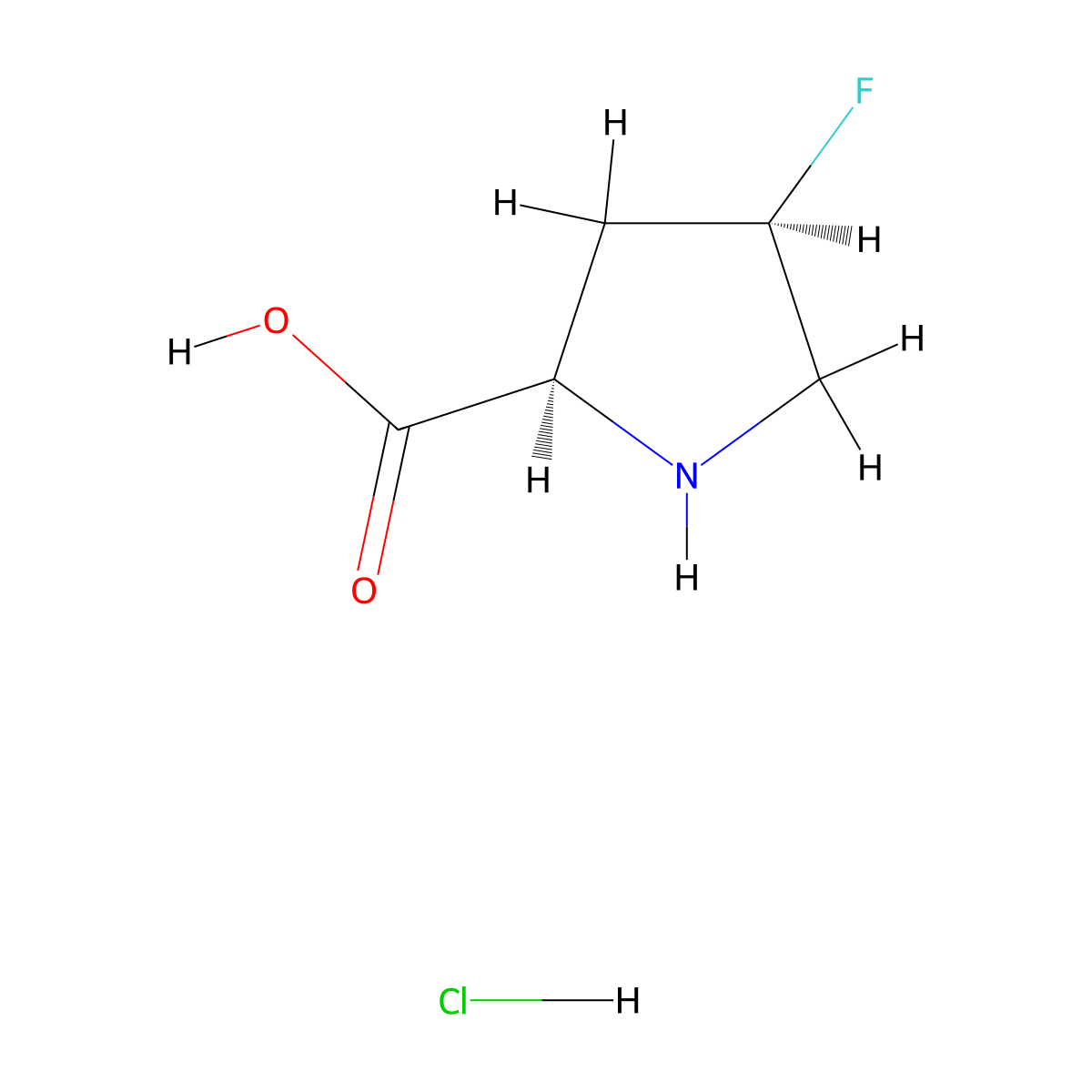 (2R,4R)-4-fluoropyrrolidine-2-carboxylic acid hydrochloride molecular structure, CAS 1523541-82-3