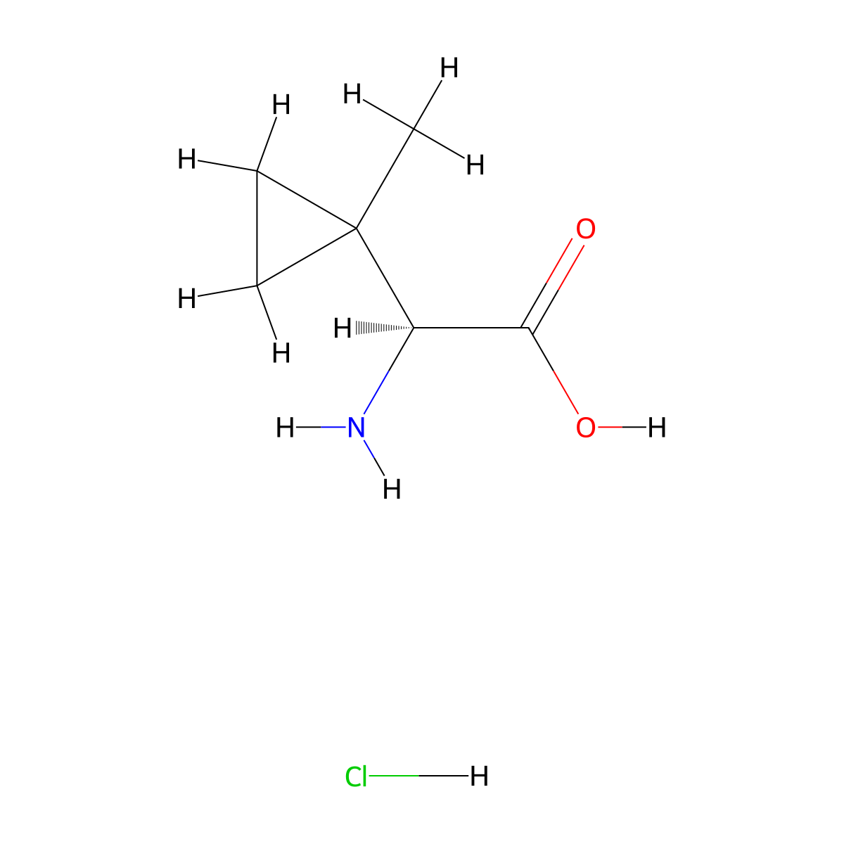 (2S)-2-amino-2-(1-methylcyclopropyl)acetic acid hydrochloride molecular structure, CAS 1523541-83-4