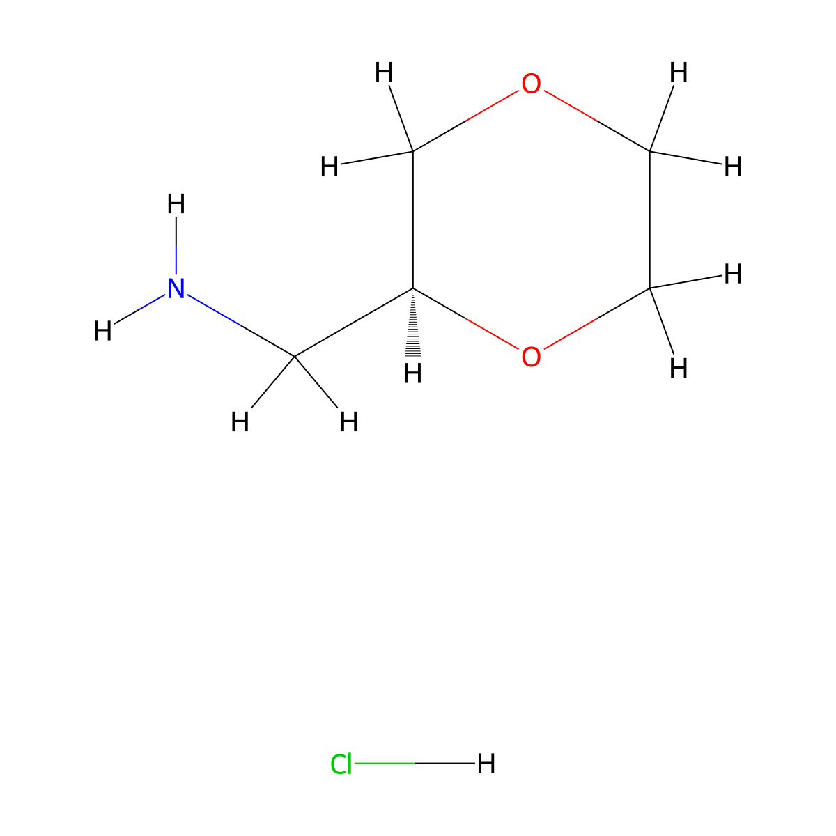 (2S)-1,4-Dioxane-2-methanamine hydrochloride molecular structure, CAS 1523541-96-9