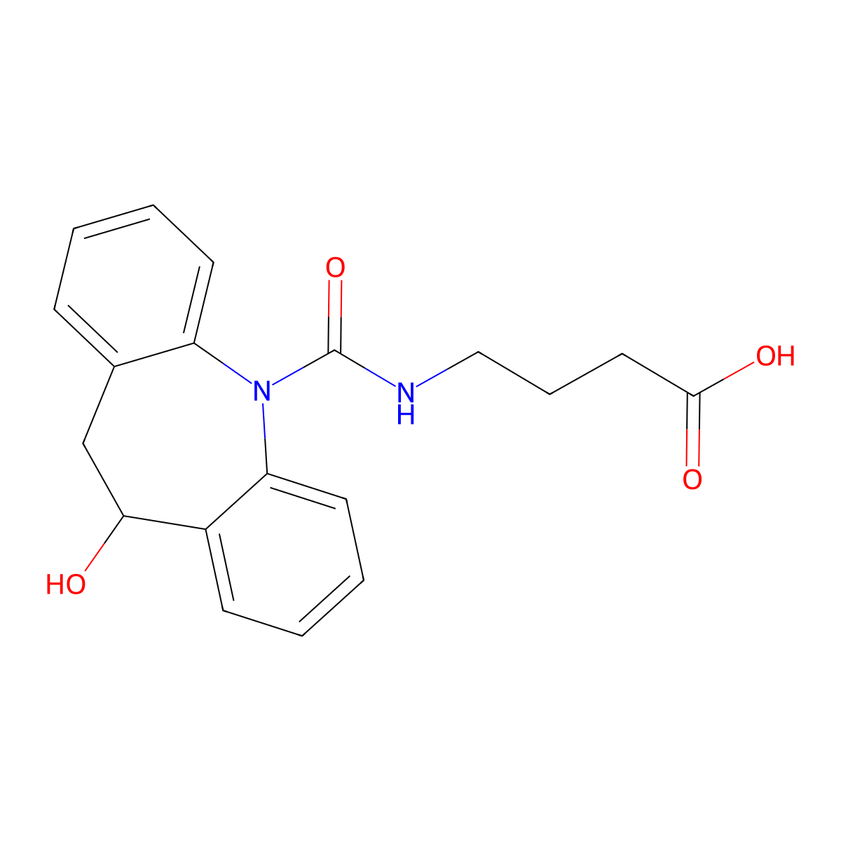 (R)-4-(10-Hydroxy-10,11-dihydro-5H-dibenzo[b,f]azepine-5-carboxamido)butanoic acid molecular structure, CAS 1523541-97-0