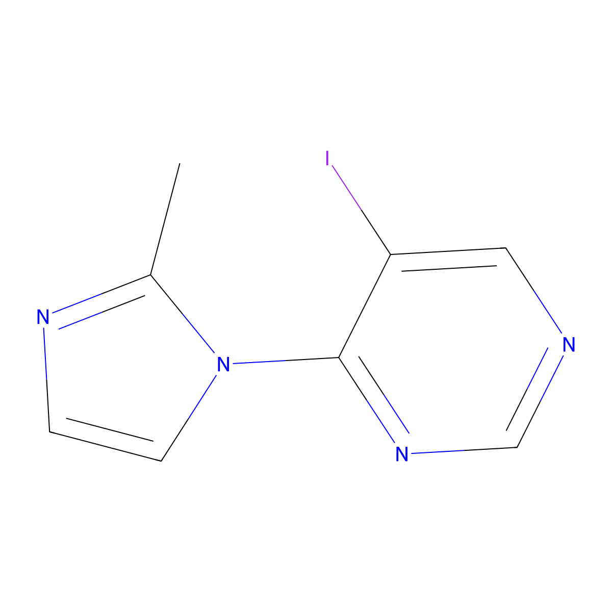 5-Iodo-4-(2-methyl-1H-imidazol-1-yl)pyrimidine molecular structure, CAS 1523556-11-7