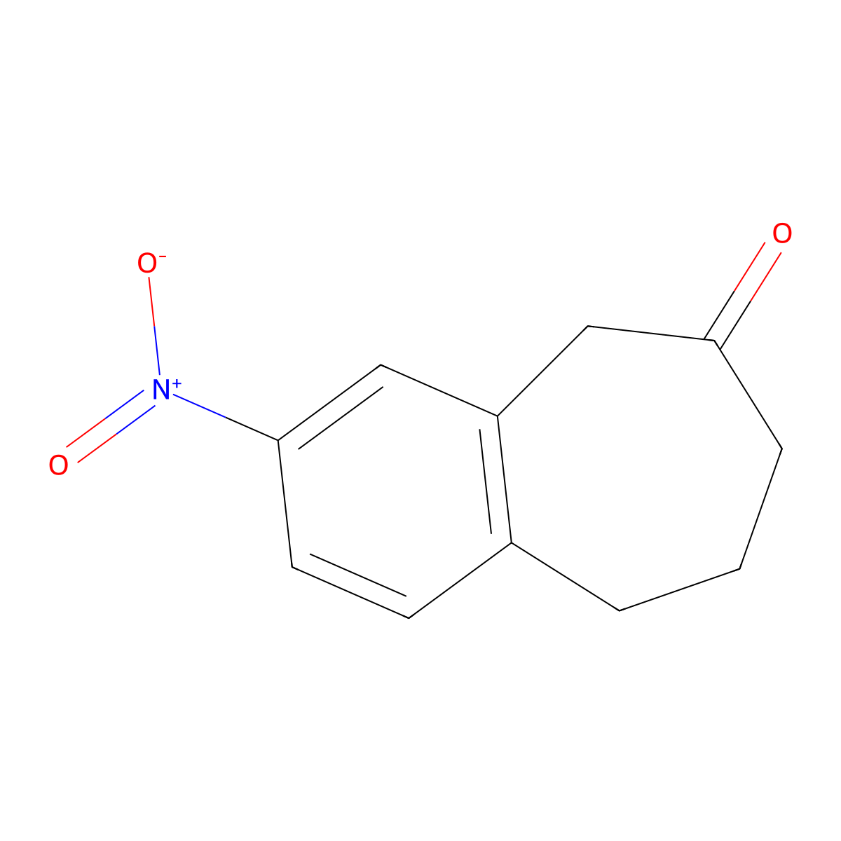 3-nitro-6,7,8,9-tetrahydro-5H-benzocyclohepten-6-one molecular structure, CAS 152356-64-4