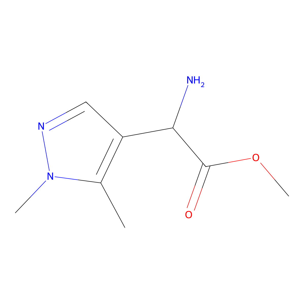 methyl 2-amino-2-(1,5-dimethyl-1H-pyrazol-4-yl)acetate molecular structure, CAS 1523563-83-8