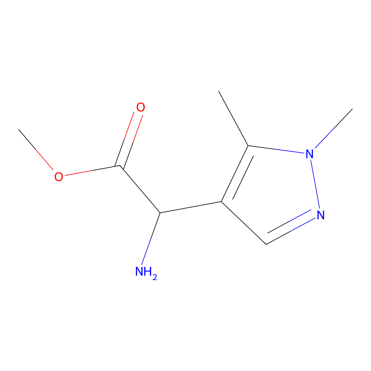 methyl 2-amino-2-(1,5-dimethyl-1H-pyrazol-4-yl)acetate molecular structure, CAS 1523563-83-8