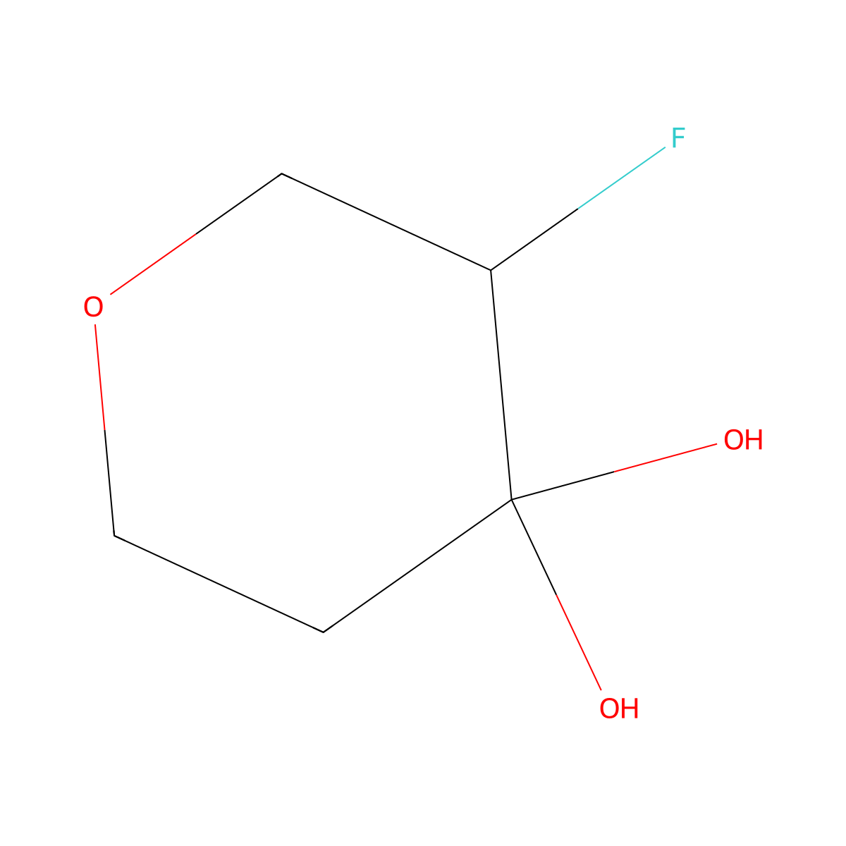 3-Fluorooxane-4,4-diol molecular structure, CAS 1523571-11-0