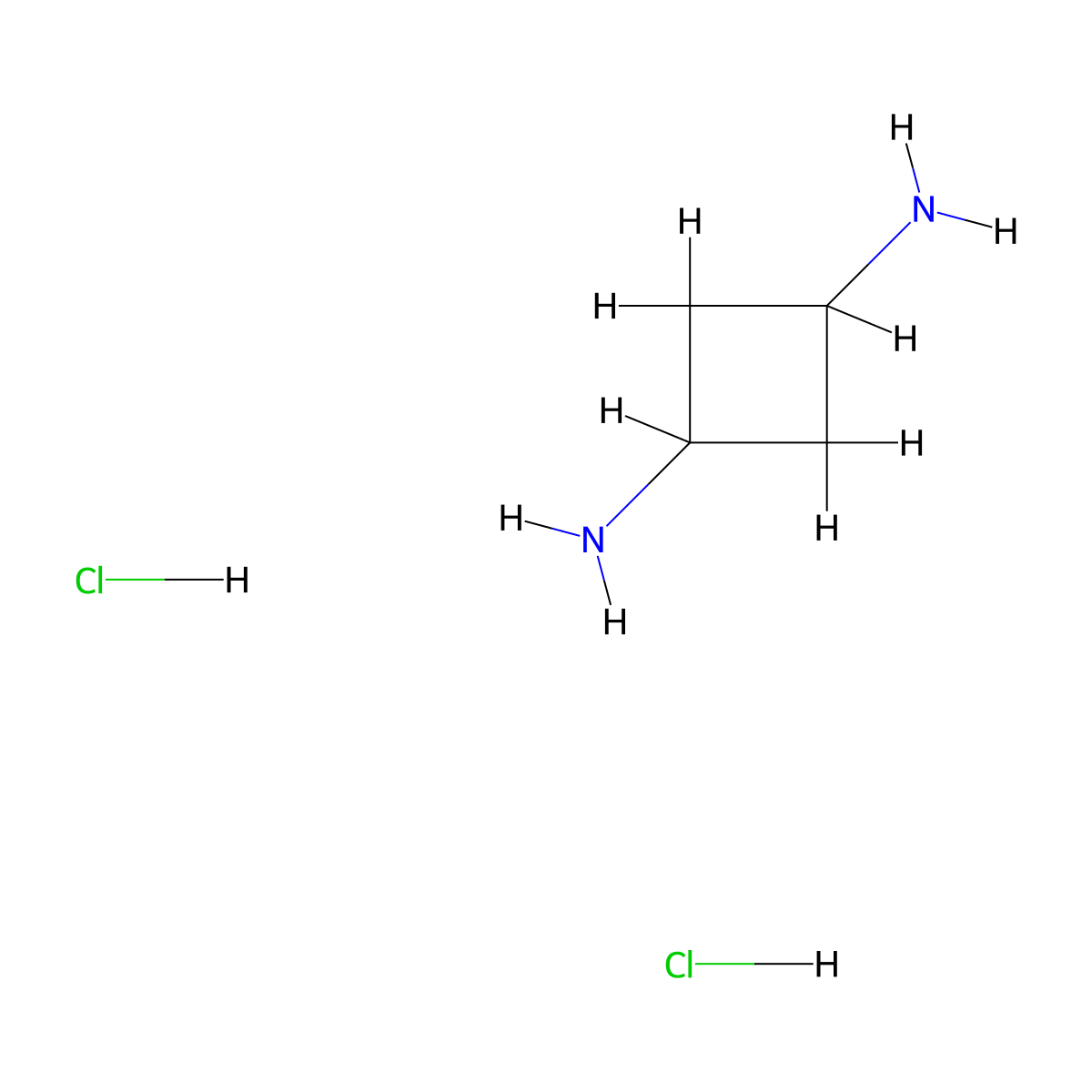 Cyclobutane-1,3-diamine dihydrochloride molecular structure, CAS 1523571-17-6