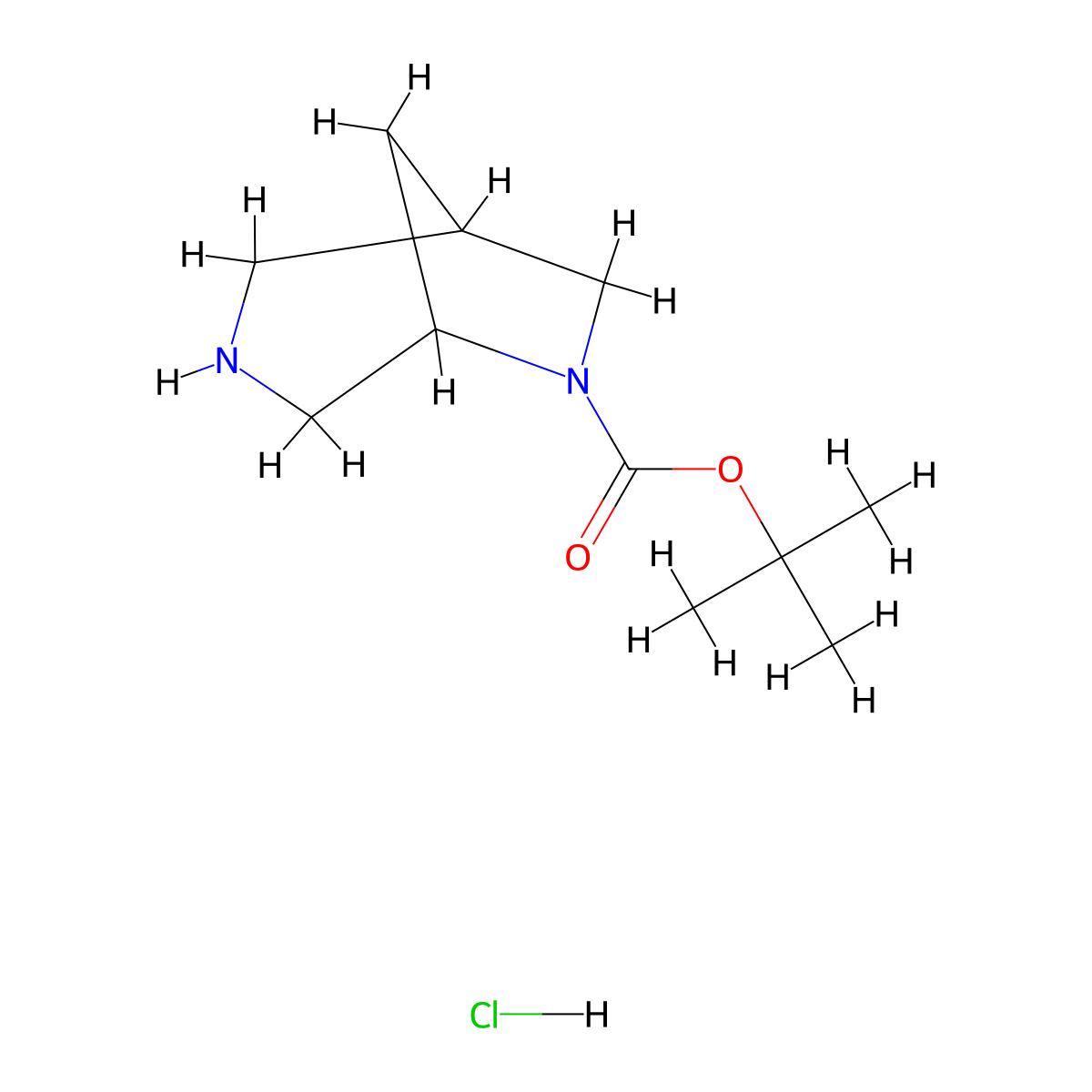 Tert-butyl 3,6-diazabicyclo(3.2.1)octane-6-carboxylate hydrochloride molecular structure, CAS 1523571-18-7