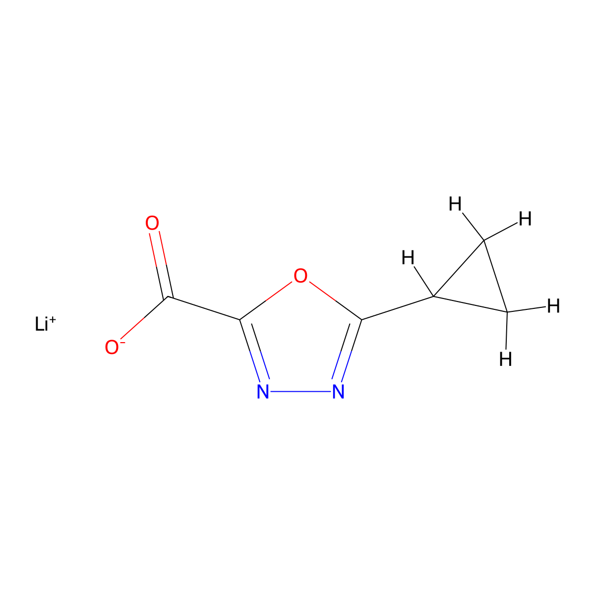 5-Cyclopropyl-1,3,4-oxadiazole-2-carboxylate lithium salt molecular structure, CAS 1523571-22-3