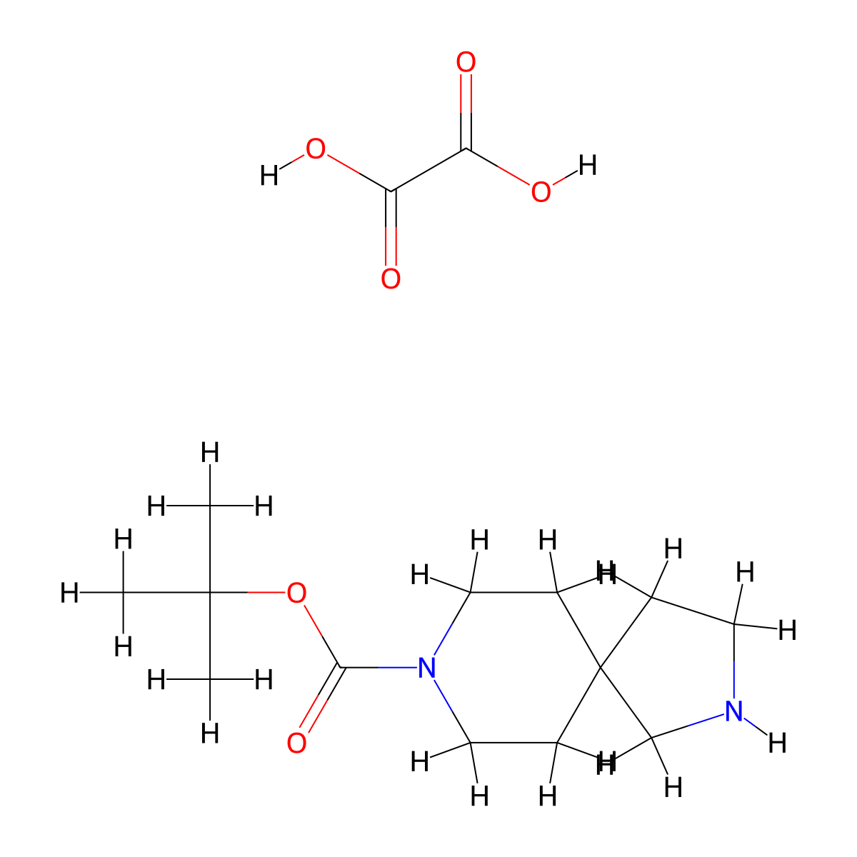 2,8-Diazaspiro(4.5)decane-8-carboxylic acid, 1,1-dimethylethyl ester, ethanedioate (2:1) molecular structure, CAS 1523571-85-8