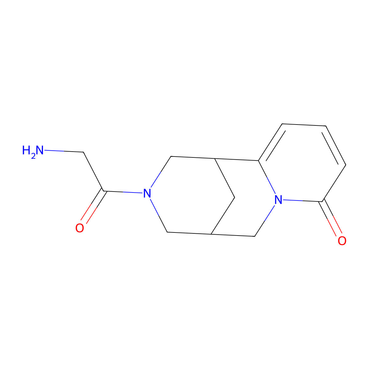 3-(aminoacetyl)-1,2,3,4,5,6-hexahydro-8H-1,5-methanopyrido[1,2-a][1,5]diazocin-8-one molecular structure, CAS 15236-41-6