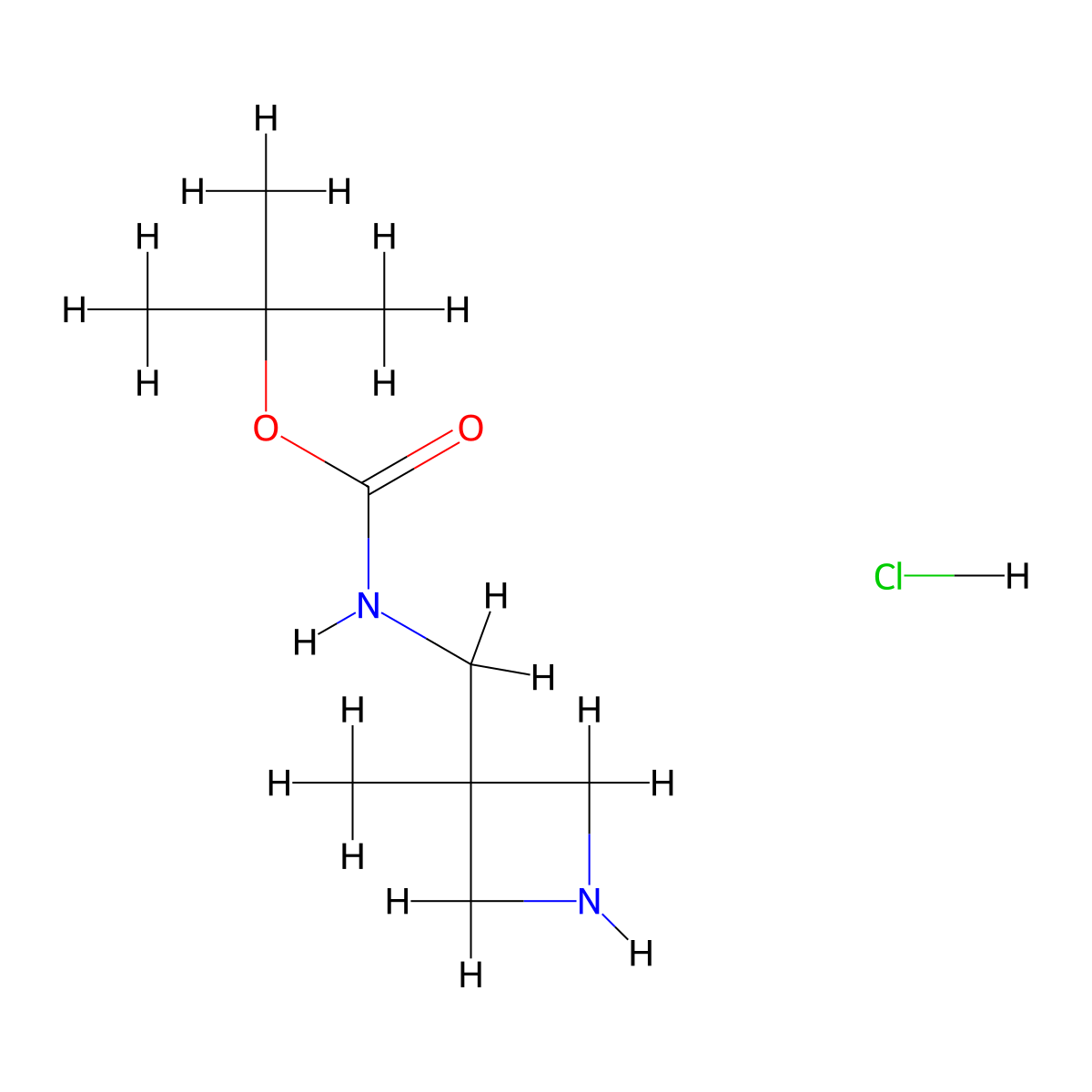tert-Butyl ((3-methylazetidin-3-yl)methyl)carbamate hydrochloride molecular structure, CAS 1523606-21-4