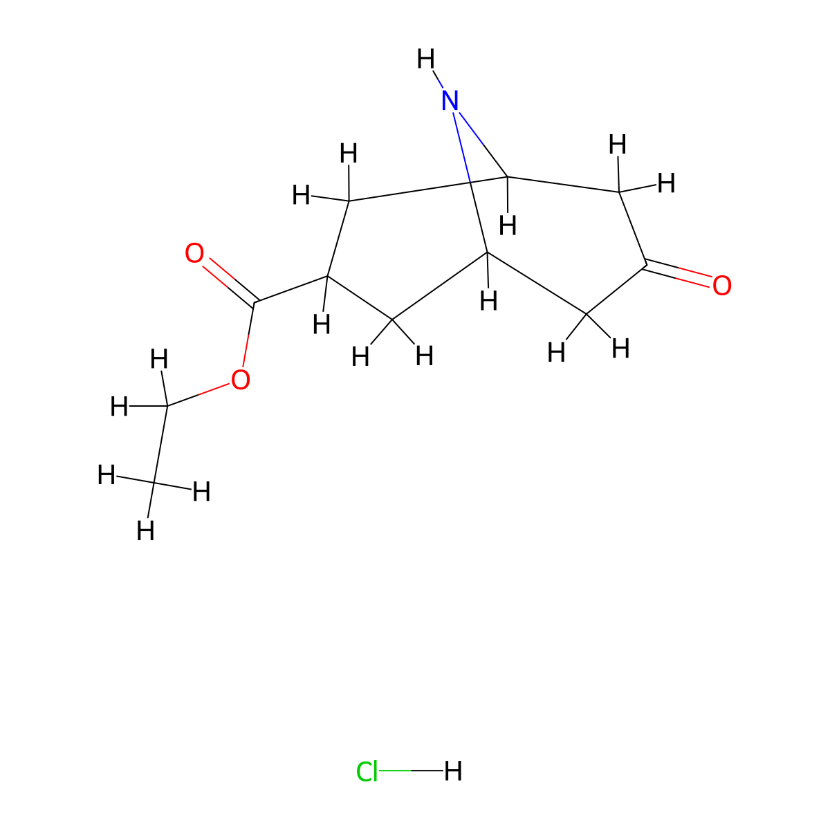 Ethyl 7-oxo-9-azabicyclo[3.3.1]nonane-3-carboxylate hydrochloride molecular structure, CAS 1523606-28-1