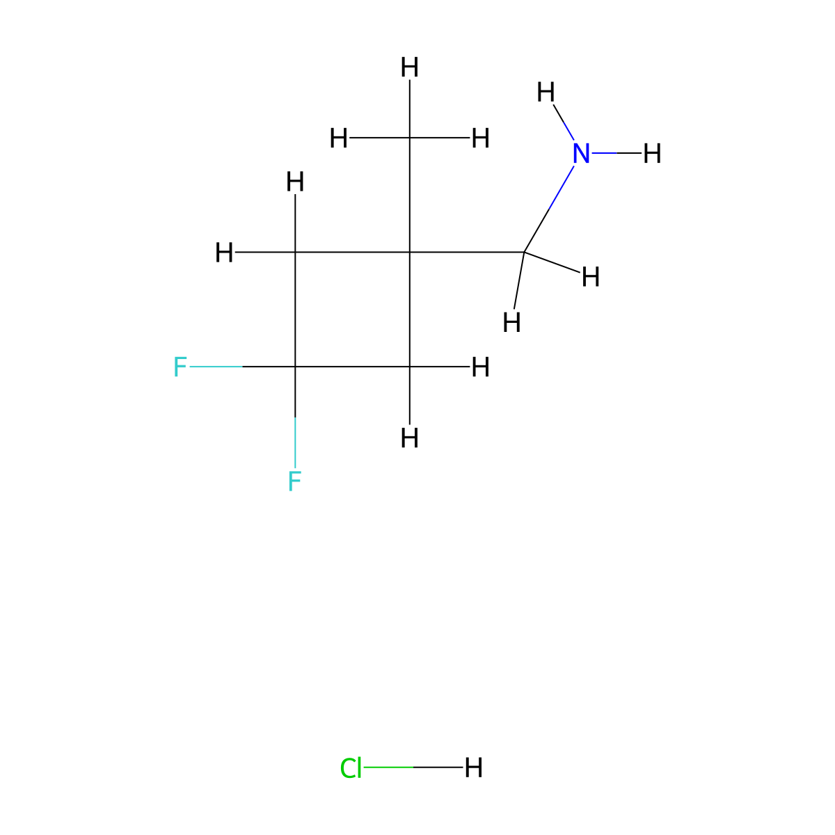 (3,3-Difluoro-1-methylcyclobutyl)methanamine hydrochloride molecular structure, CAS 1523606-30-5