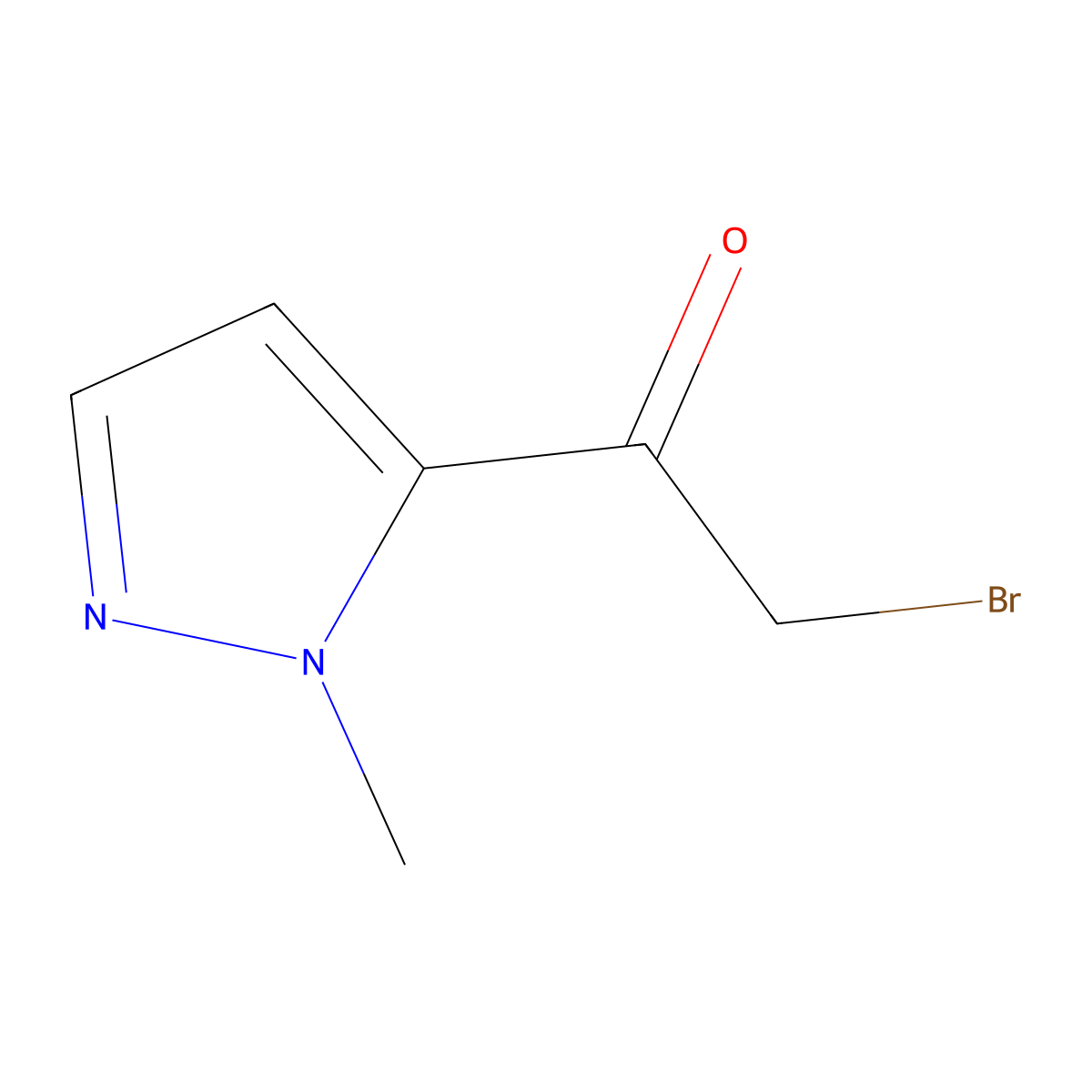 2-bromo-1-(1-methyl-1H-pyrazol-5-yl)ethan-1-one molecular structure, CAS 1523608-11-8