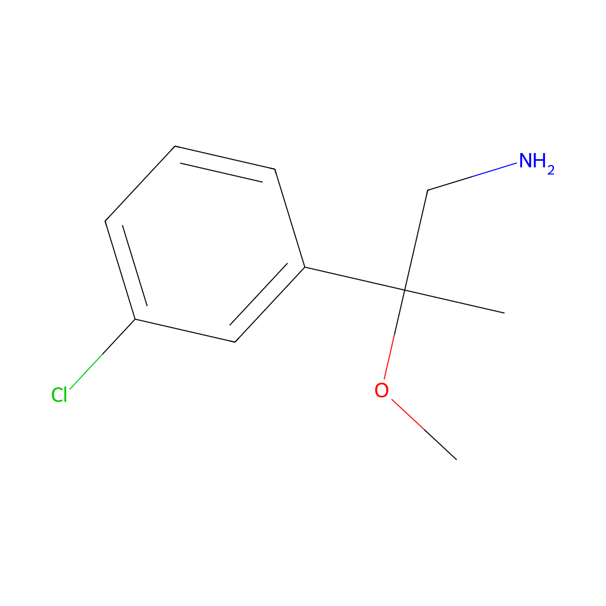 2-(3-Chlorophenyl)-2-methoxypropan-1-amine molecular structure, CAS 1523611-27-9