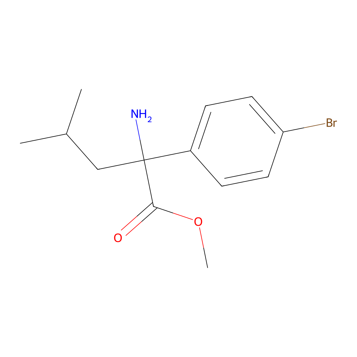 Methyl 2-amino-2-(4-bromophenyl)-4-methylpentanoate molecular structure, CAS 1523617-93-7
