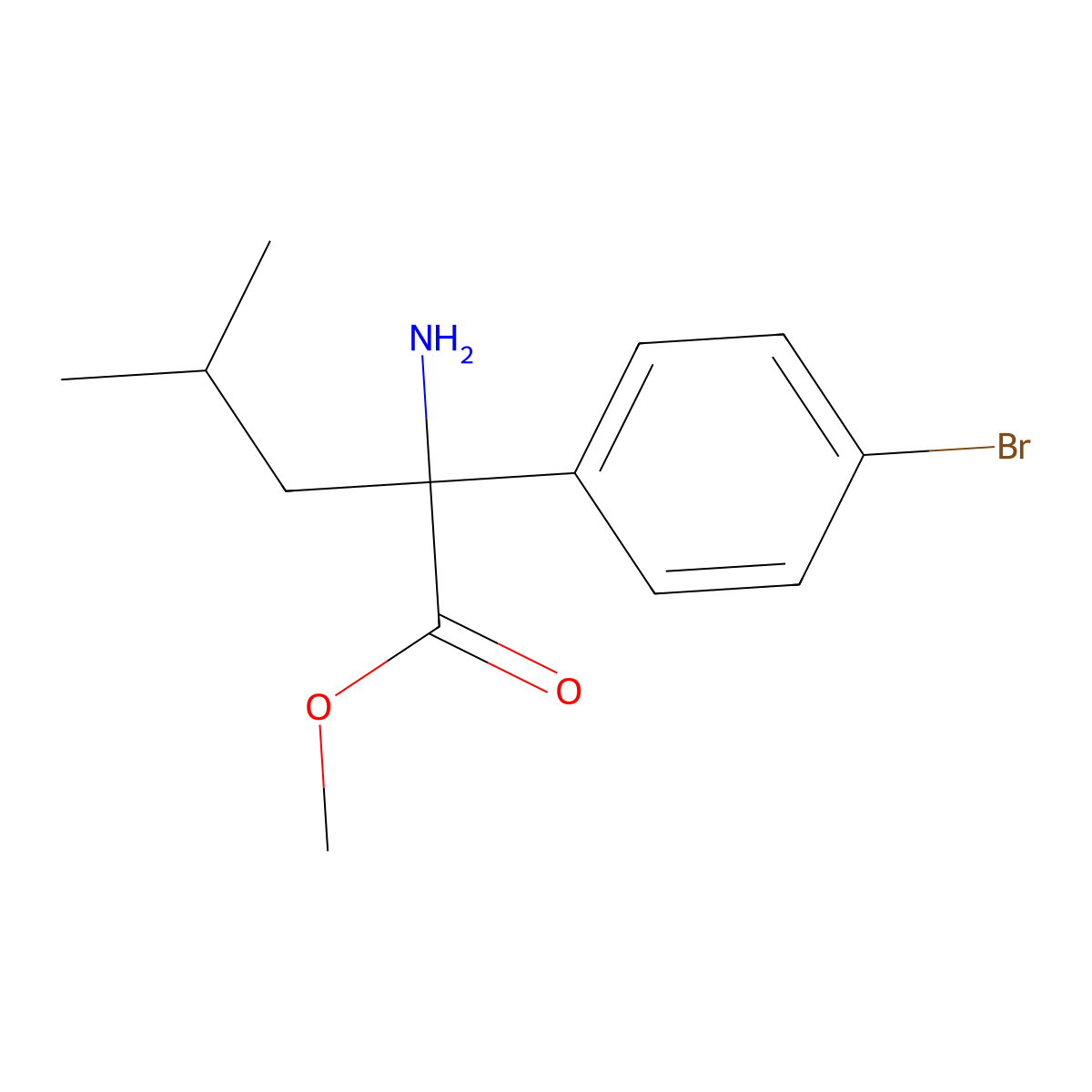 Methyl 2-amino-2-(4-bromophenyl)-4-methylpentanoate molecular structure, CAS 1523617-93-7