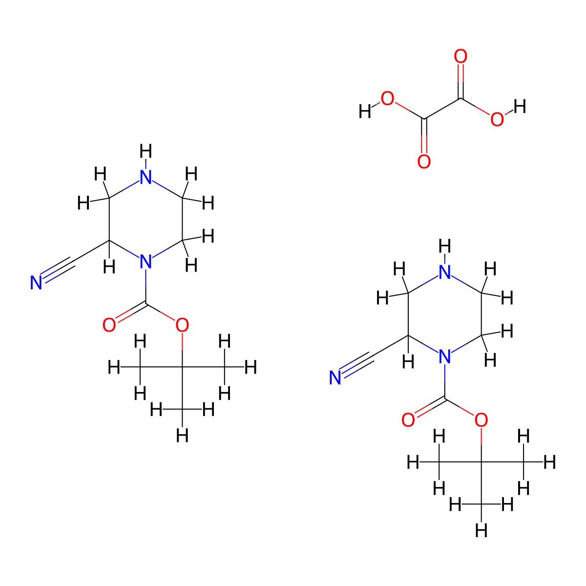 Tert-butyl 2-cyanopiperazine-1-carboxylate hemioxalate molecular structure, CAS 1523617-98-2